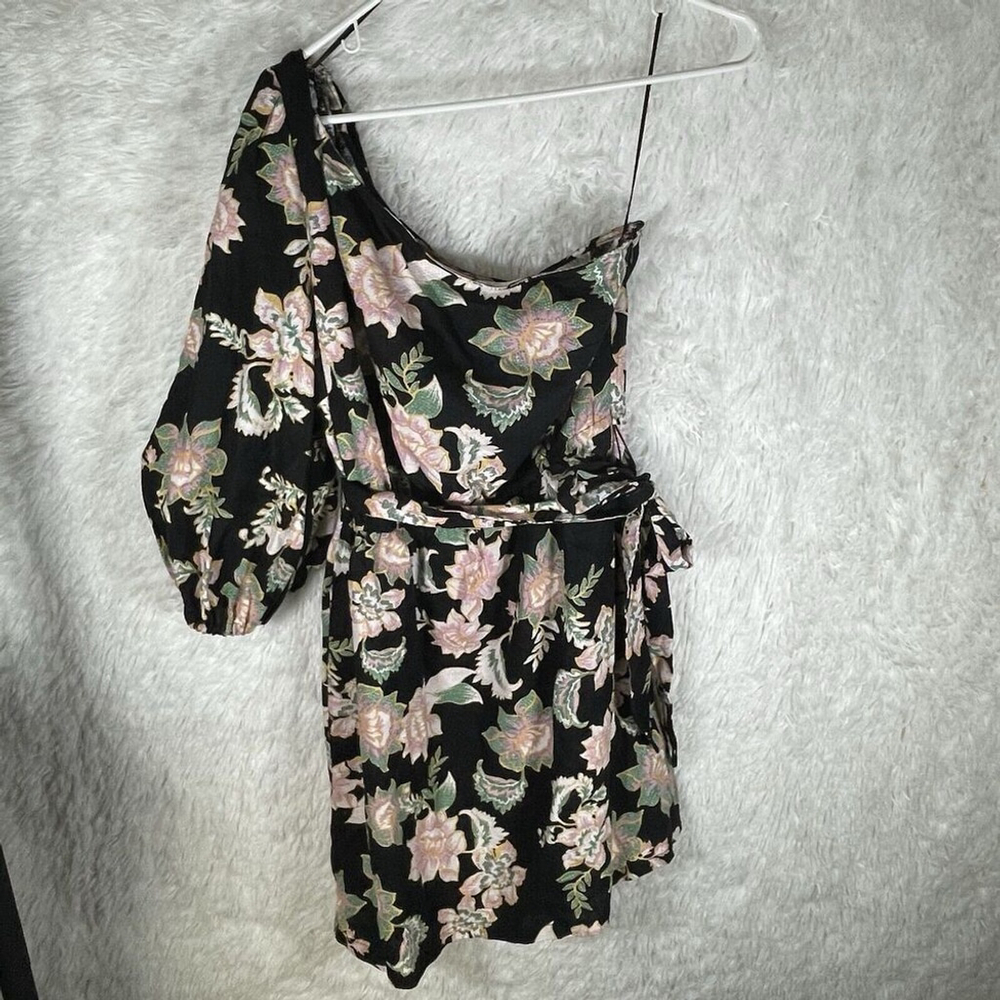 Who What Wear Women's Linen Rayon One Shoulder Shift Dress with Pockets Size M